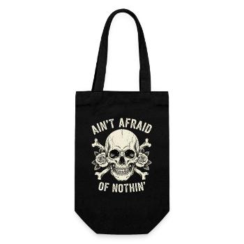 Skull mit Rosen und Slogans - Geschenkbeutel für Flaschen - Schwarz - Vorne