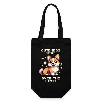 Cuteness-Wert: über dem Limit | Corgi Humor - Geschenkbeutel für Flaschen - Schwarz - Vorne