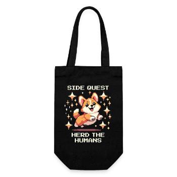Side Quest: Herding Humans | Corgi Herding Dog Humor - Gift Bag for Bottles - black - Front