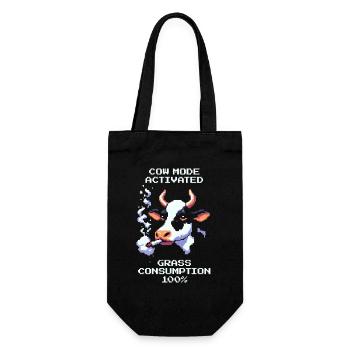 Cow Mode: Grass 100% | Cow & Stoner Humor - Gift Bag for Bottles - black - Front