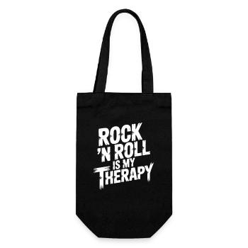 Rock and Roll Is My Therapy. Music Funny Design - Gift Bag for Bottles - black - Front