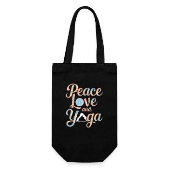 Peace Love and Yoga Flourish Design - Gift Bag for Bottles - black - Front