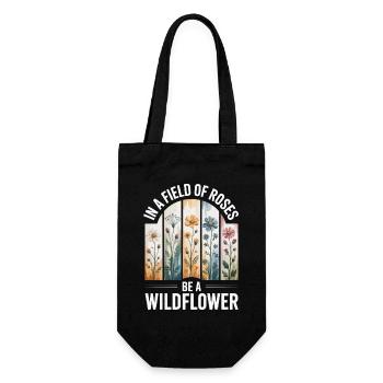 Wildblumen im Feld - Geschenkbeutel für Flaschen - Schwarz - Vorne