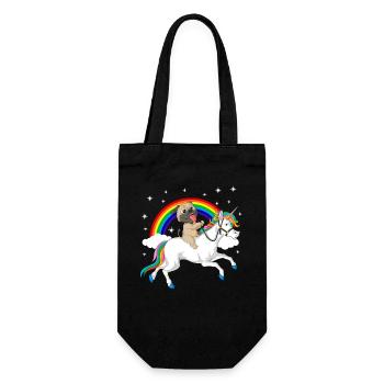 Pug Riding Unicorn Tee - Gift Bag for Bottles - black - Front
