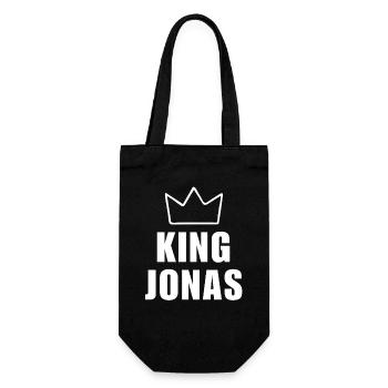 Jonas Name mit Buchstabe J - King Crown Hemd - Geschenkbeutel für Flaschen - Schwarz - Vorne