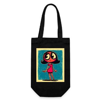 Fille de dessin animé ludique sur fond coloré - Sac à bouteille - noir - Devant