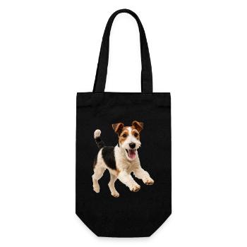 Playful Fox Terrier Dog - Gift Bag for Bottles - black - Front