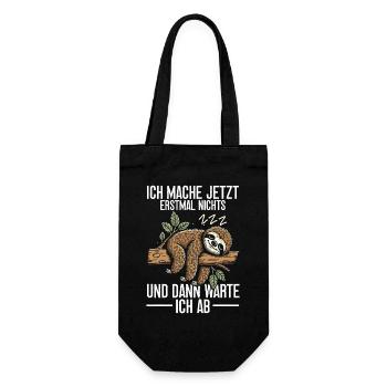 Ich Mache Jetzt Erstamal Nichts Und Dann Warte - Geschenkbeutel für Flaschen - Schwarz - Vorne
