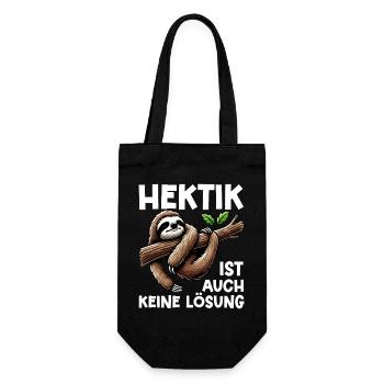 Hektik Ist Auch Keine Lösung Faultier - Geschenkbeutel für Flaschen - Schwarz - Vorne