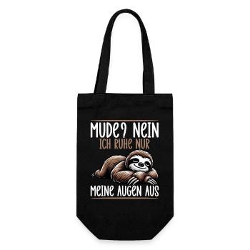 Müde Nein Ich Ruhe Nur Meine Augen Aus - Geschenkbeutel für Flaschen - Schwarz - Vorne