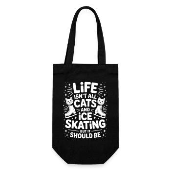 Chat de patinage sur glace Cadeau de patin à glace amusant - Sac à bouteille - noir - Devant
