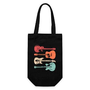 Cool Guitar Players Retro Style Acoustic Guitarist - Gift Bag for Bottles - black - Front