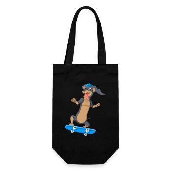 Dackel Skateboarding T-Shirt - Geschenkbeutel für Flaschen - Schwarz - Vorne