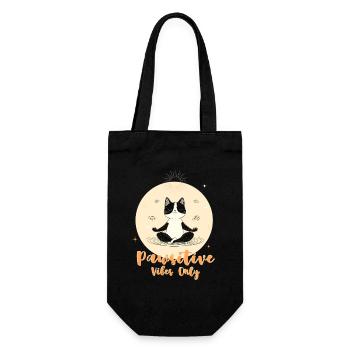 Calm Cat Meditation Illustration - Gift Bag for Bottles - black - Front