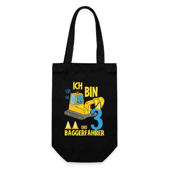 Geburtstag Bagger 3 Jahre Bagger Party Geschenk - Geschenkbeutel für Flaschen - Schwarz - Vorne