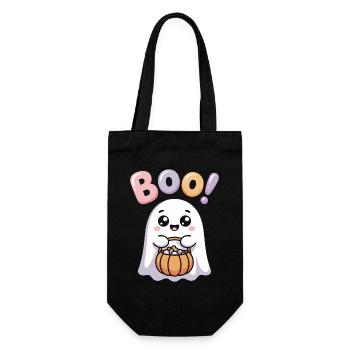 Kawaii Geist Boo Süßes Halloween Motiv - Geschenkbeutel für Flaschen - Schwarz - Vorne