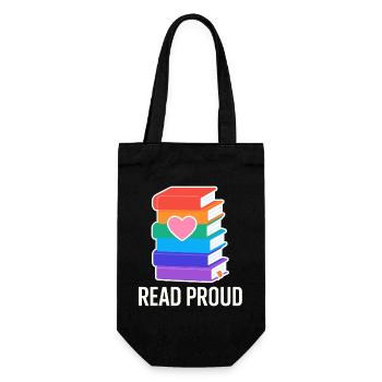 Lese Stolz Mit Regenbogen Herz - Geschenkbeutel für Flaschen - Schwarz - Vorne