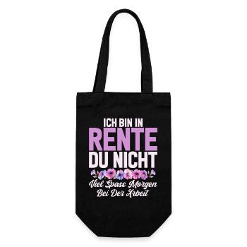 Renterin Oma Großmama Großmutter Großeltern Rente - Geschenkbeutel für Flaschen - Schwarz - Vorne