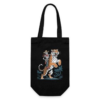 Squelette aventureux avec tigre - Sac à bouteille - noir - Devant