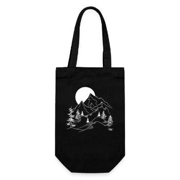 Mountain landscape with sun and trees nature - Gift Bag for Bottles - black - Front