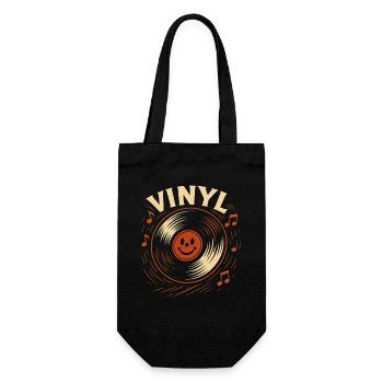 Vinyl Record Music Lovers Retro Vibes - Geschenkbeutel für Flaschen - Schwarz - Vorne