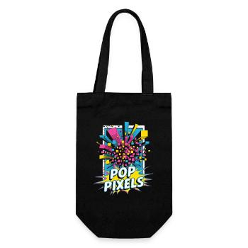 Pop Pixels Pop Culture Retro Video Game - Geschenkbeutel für Flaschen - Schwarz - Vorne