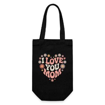 I Love You Mom Mothers Day - Geschenkbeutel für Flaschen - Schwarz - Vorne