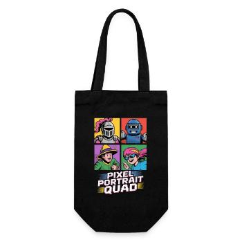 Pixel Portrait Quad Pop Culture Retro Video Game - Gift Bag for Bottles - black - Front