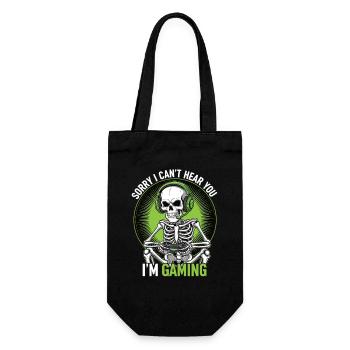 Humorvoller Skelett-Gaming-Print - Geschenkbeutel für Flaschen - Schwarz - Vorne