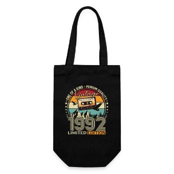 33rd Birthday Cassette October Year 1992 - Gift Bag for Bottles - black - Front