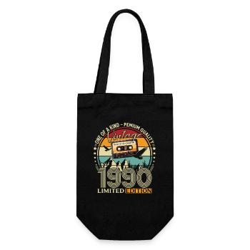 35th Birthday Cassette October Year 1990 - Gift Bag for Bottles - black - Front