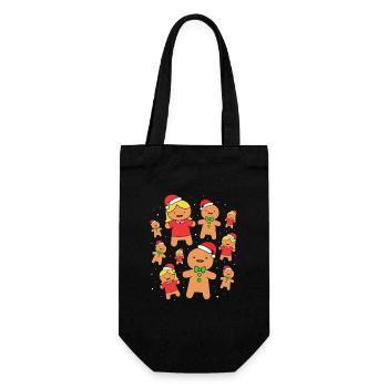 Lebkuchen Weihnachten Lebkuchenmann Gingerbread - Geschenkbeutel für Flaschen - Schwarz - Vorne