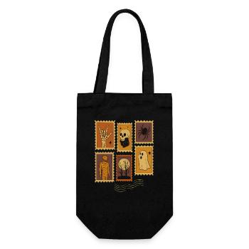 Halloween Spooky Moon und Spukbäume - Geschenkbeutel für Flaschen - Schwarz - Vorne