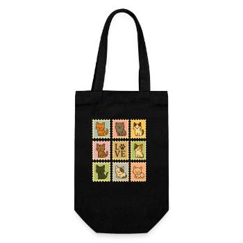 Collection de timbres de chat ludique, chats - Sac à bouteille - noir - Devant