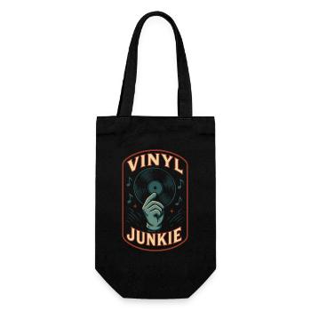 Vinyle Junkie Disque Musique Design Rétro - Sac à bouteille - noir - Devant