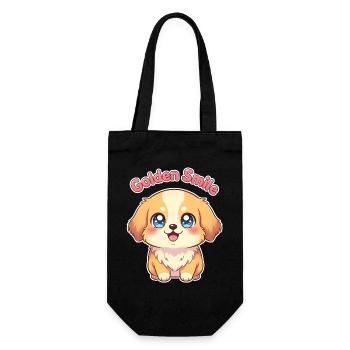 Golden Smile – Kawaii Golden Retriever - Geschenkbeutel für Flaschen - Schwarz - Vorne