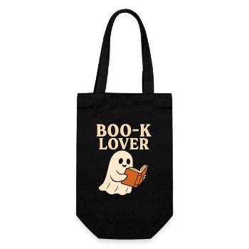 Cute Ghost Book Lover Print - Gift Bag for Bottles - black - Front