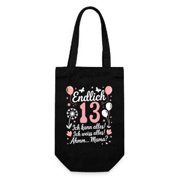 Finally 13 Birthday 13 Years Gift Saying - Gift Bag for Bottles - black - Front