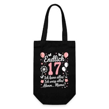 Endlich 17 Geburtstag 17 Jahre Geschenk Mädchen - Geschenkbeutel für Flaschen - Schwarz - Vorne