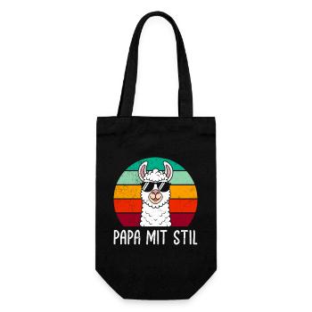 Pères Rétro PAPA AVEC DU STYLE Lama Drôle - Sac à bouteille - noir - Devant