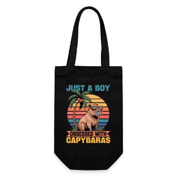 Funny Capybara - Geschenkbeutel für Flaschen - Schwarz - Vorne