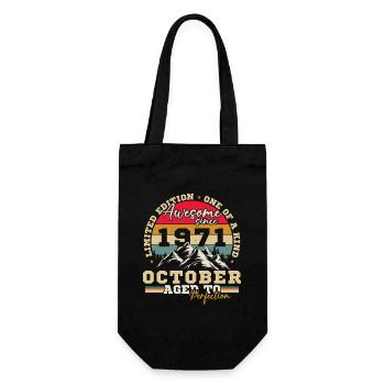 October 1971 Vinatge Retro Birthday Gift - Gift Bag for Bottles - black - Front