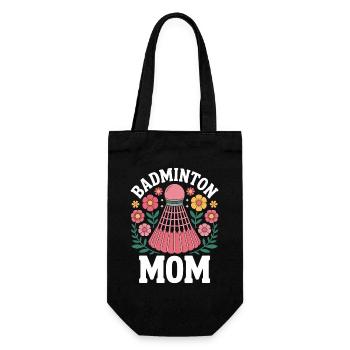 Badminton Spruch Mama Lustiges Badminton Geschenk - Geschenkbeutel für Flaschen - Schwarz - Vorne