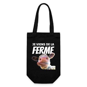 COW: I COME FROM THE FARM - Gift Bag for Bottles - black - Front
