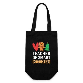 Lebkuchen Weihnachten Lebkuchenmann Gingerbread - Geschenkbeutel für Flaschen - Schwarz - Vorne