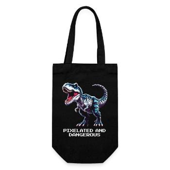 Verpixelt und gefährlich | Dinosaurier - Geschenkbeutel für Flaschen - Schwarz - Vorne