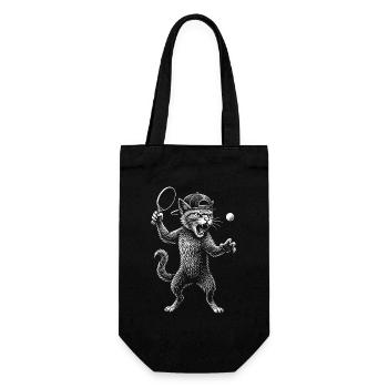Table tennis, ping pong, table tennis player cat - Gift Bag for Bottles - black - Front