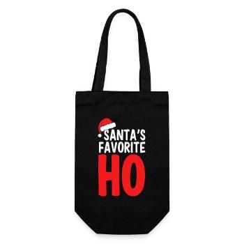 Santa's Favorite Ho - Cheeky Saying - Gift Bag for Bottles - black - Front