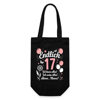 Endlich 17 Geburtstag 17 Jahre Geschenk Mädchen - Geschenkbeutel für Flaschen - Schwarz - Vorne