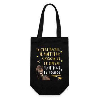 Cheval Humour Il Suffit de s'assoir c'est lui qui  - Sac à bouteille - noir - Devant